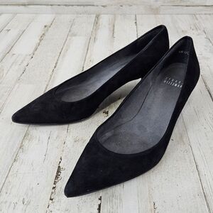Stuart Weitzman Black Suede Kitten Heel womens size 6